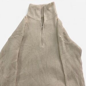 Cream Ribbed Women's Sweater